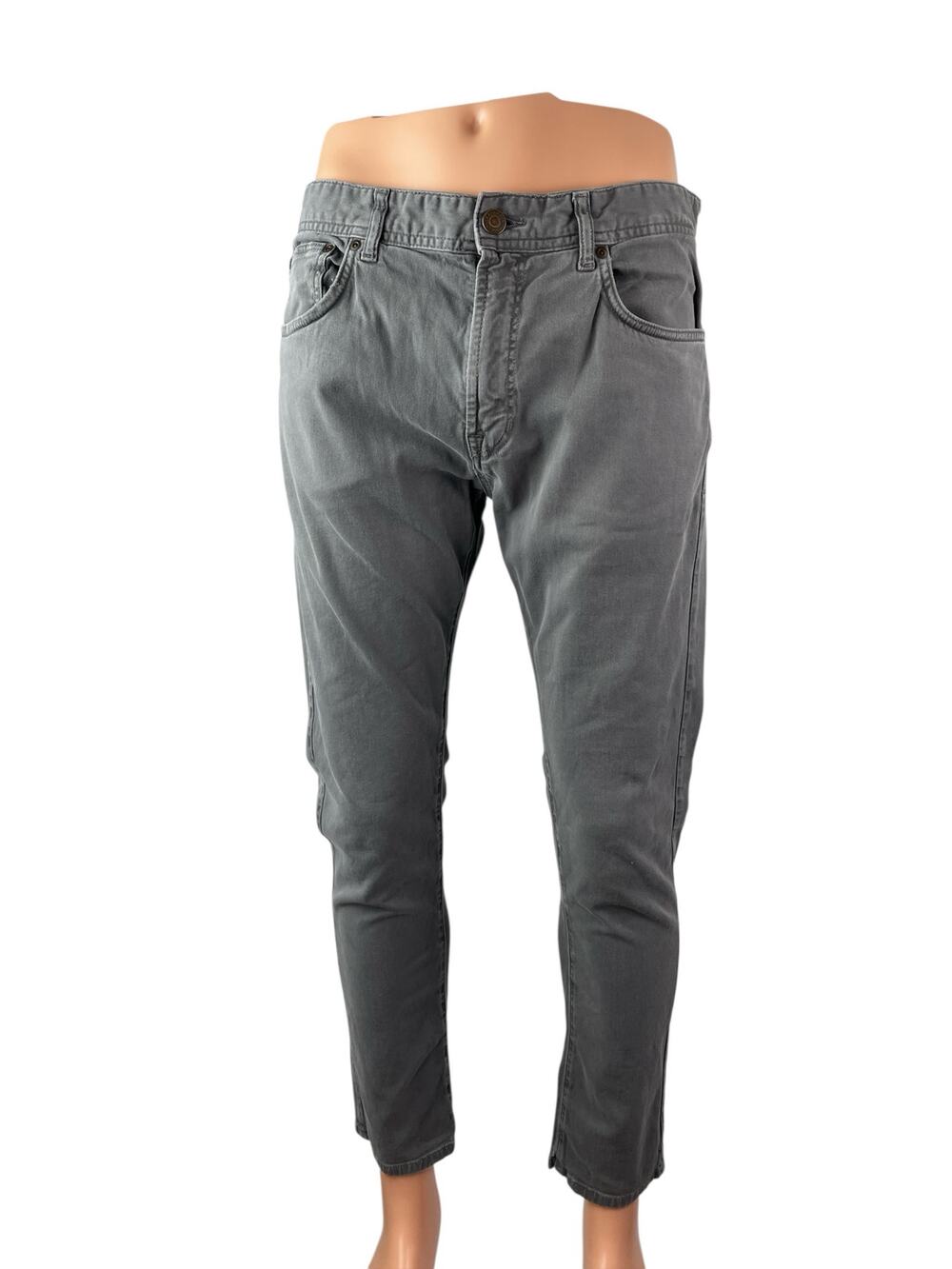 Zara Men's Gray High Waisted Classic Slim Skinny Straight Denim Jeans Pants 34